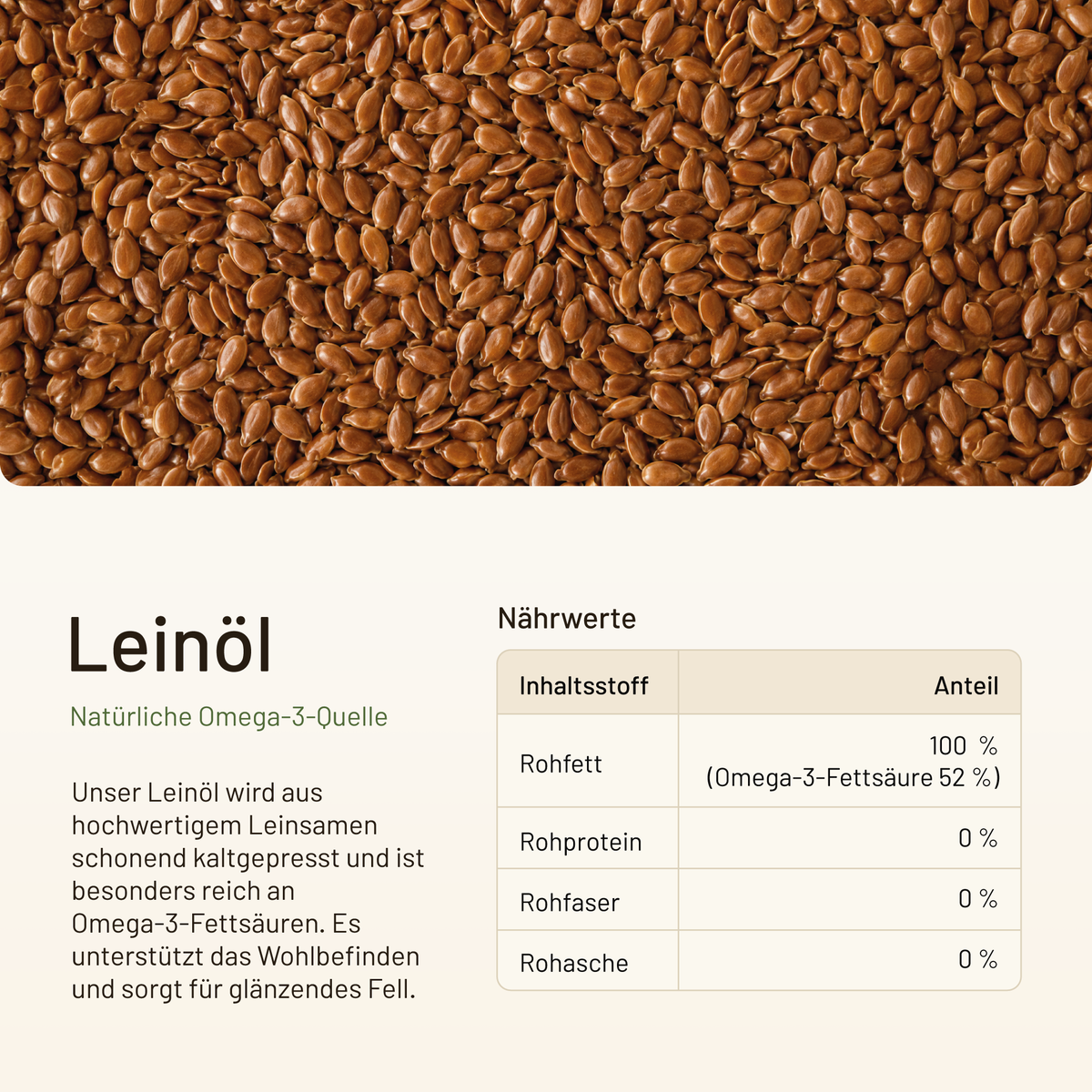 Nährwerte Vetiva Bio-Leinöl